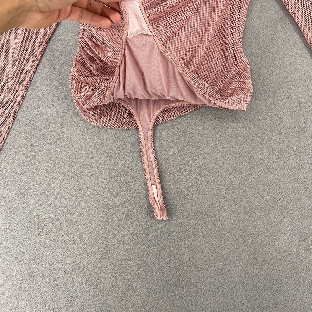 Intimately Free People Mesh Long Sleeve Ruched Bodysuit Pink XL OB1634764 - Picture 10 of 11